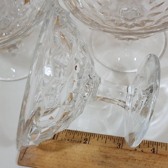 3) Vintage Fostoria American Clear Low Sherbet Coupe Glasses flared rim cubist - Picture 7 of 8